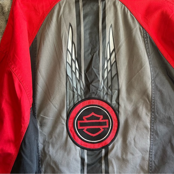 Harley Davidson Motorclothes Grey Red Button-Up Short Sleeve Size 2XL - Picture 6 of 8